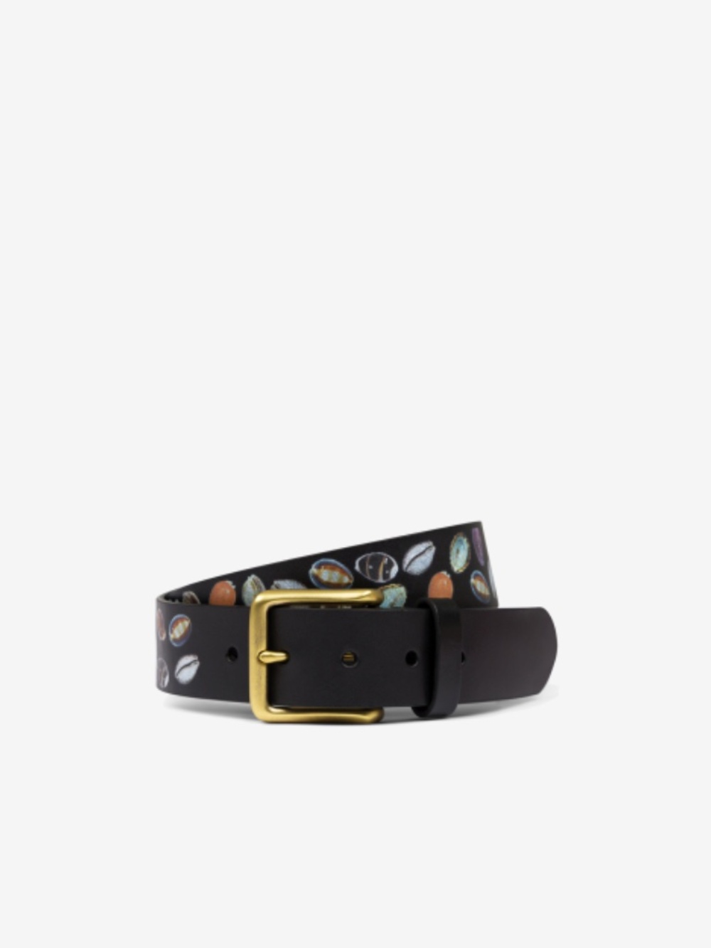 Denim Tears Shell Print Leather Belt NWT Black Brass Buckle S/M